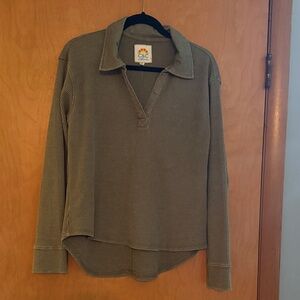 C&C California Khaki Green Waffle Knit Pullover